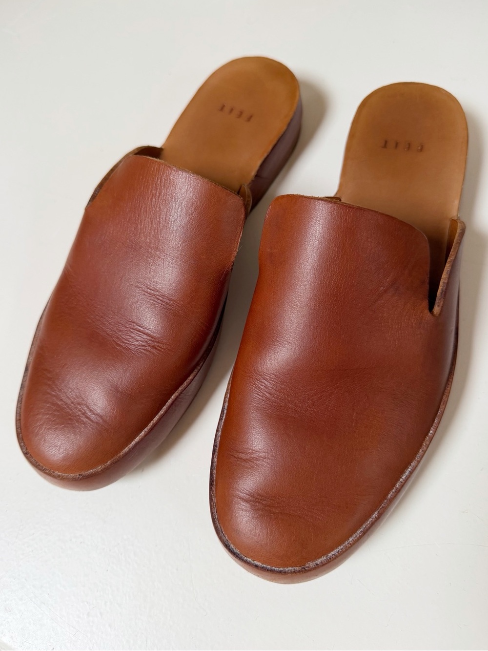 FEIT Brown Leather Handmade Mules Size 37 / 7